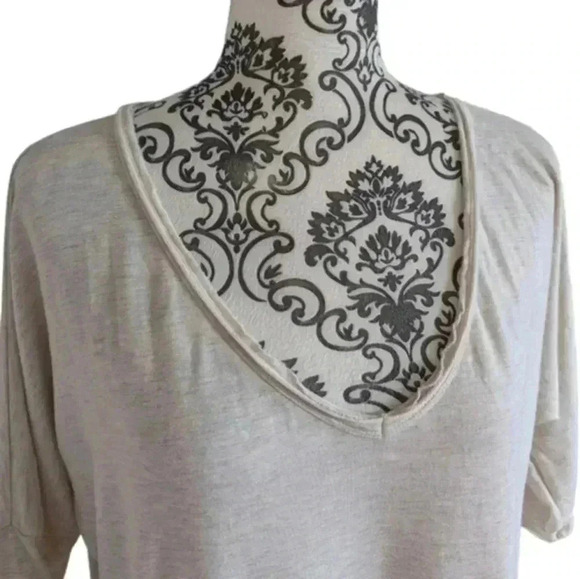 Anthropologie Maronie Dress Oatmeal V Neck Elbow Sleeves Oversized Women's L - Picture 5 of 11